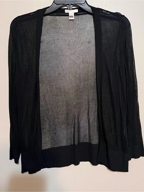Cato Black Open-Front Sheer Cardigan